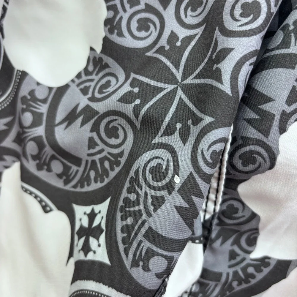 Billabong Mens Board Shorts Size 32 Black White Hibiscus Floral Tribal Y2K Vtg